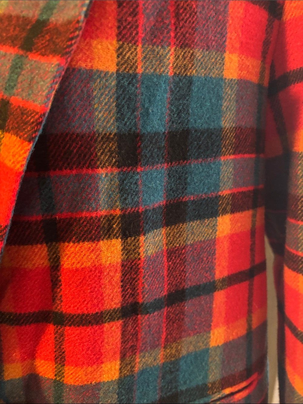 Vintage Star CCC City 80s Orange Plaid Wool Blend Blazer Jacket Shoulder Pads - Picture 2 of 5